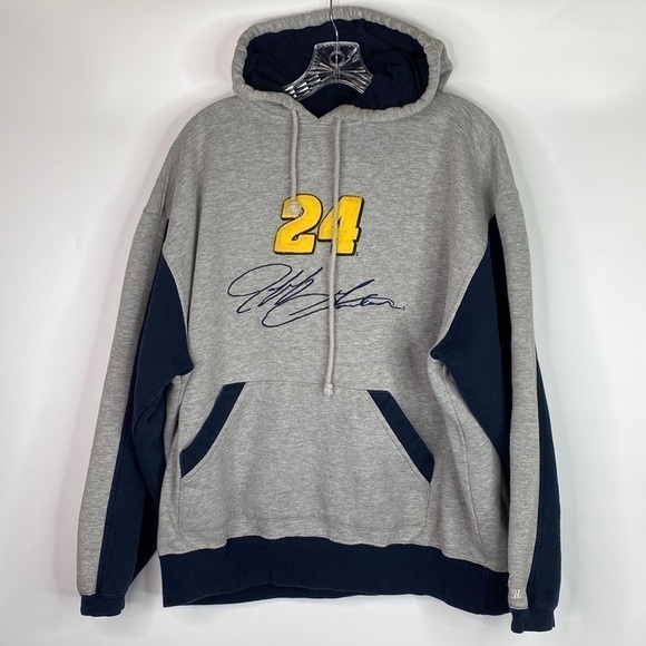 Vintage Chase Authentics NASCAR Jeff Gordon Grey Hooded Sweatshirt Large - Picture 1 of 10